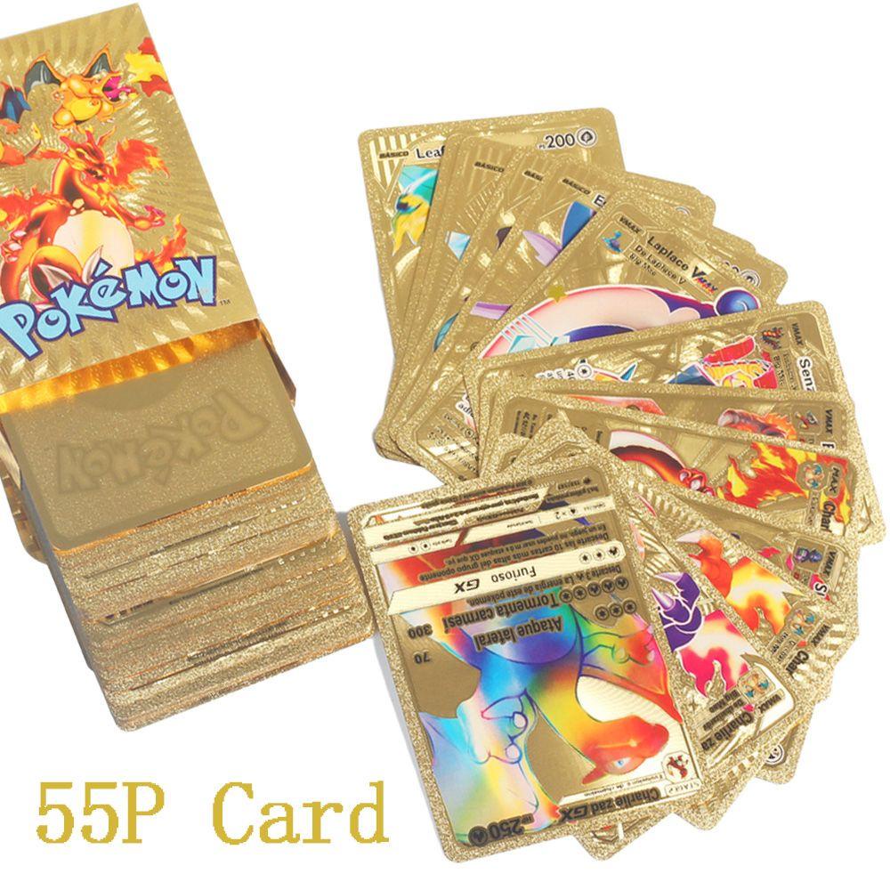 Kartu QUINTON Pokemon Golden Mainan Anak Energy Card Aksesoris PIKACHU Charizard V V Vmax Pet Sprite Card