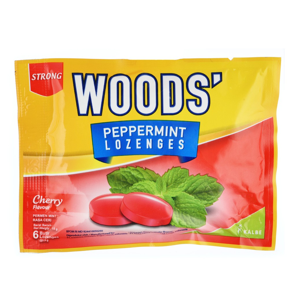 WOODS LOZENGES CHERRY &amp; ORANGE ORIGINAL Peppermint Sachet Isi 6 Butir Permen