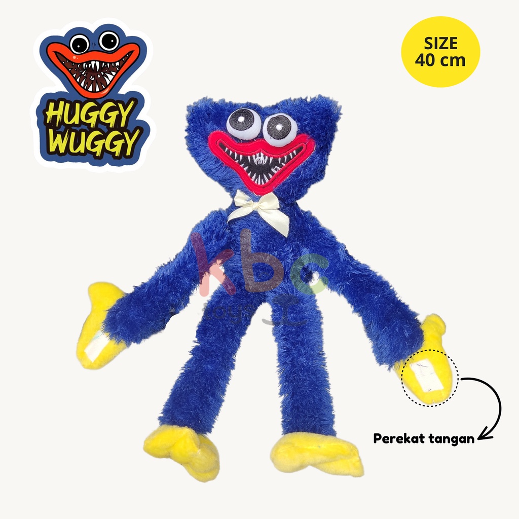 Boneka Huggy Wuggy M Ukuran 40 cm Ada Perekat di Tangan / Boneka Huggy Wuggy Poppy Playtime / Boneka