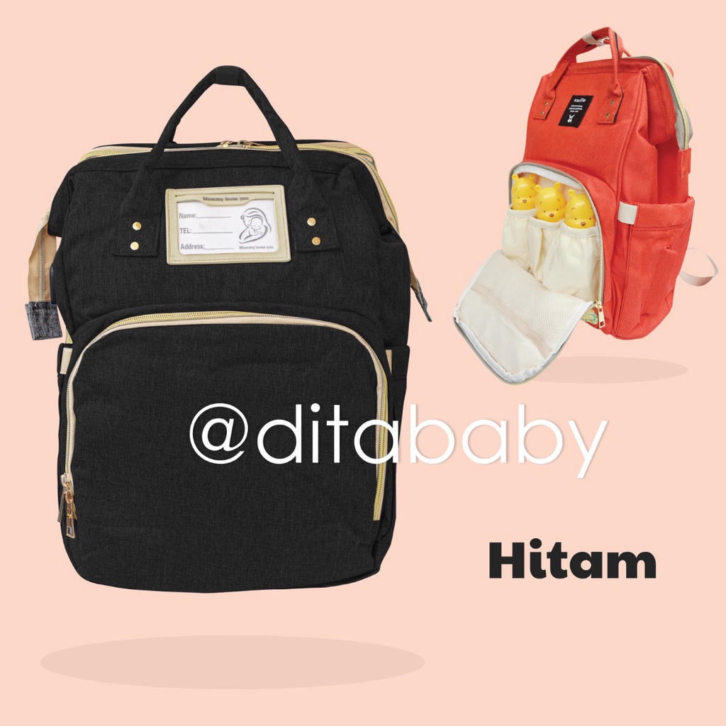 TAS BAYI MULTIFUNGSI  diaper bag POLOS TAS RANSEL DIAPERS Tas Kasur Bayi Diaper Bag Multifungsi Anello CANVAS ANTI AIR Tas Bayi Ransel Besar Mommy Bag Motif BABY WATER RESISTANT Tas Popok perlengkapan Bayii