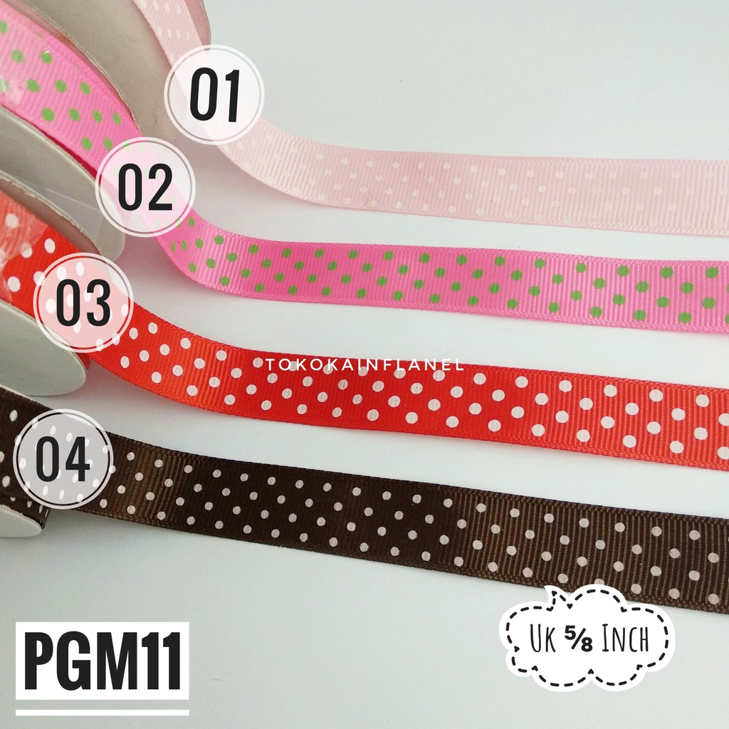 

Pita Grosgrain motif Polkadot Kecil ukuran 5/8 inch (per meter) PGM11