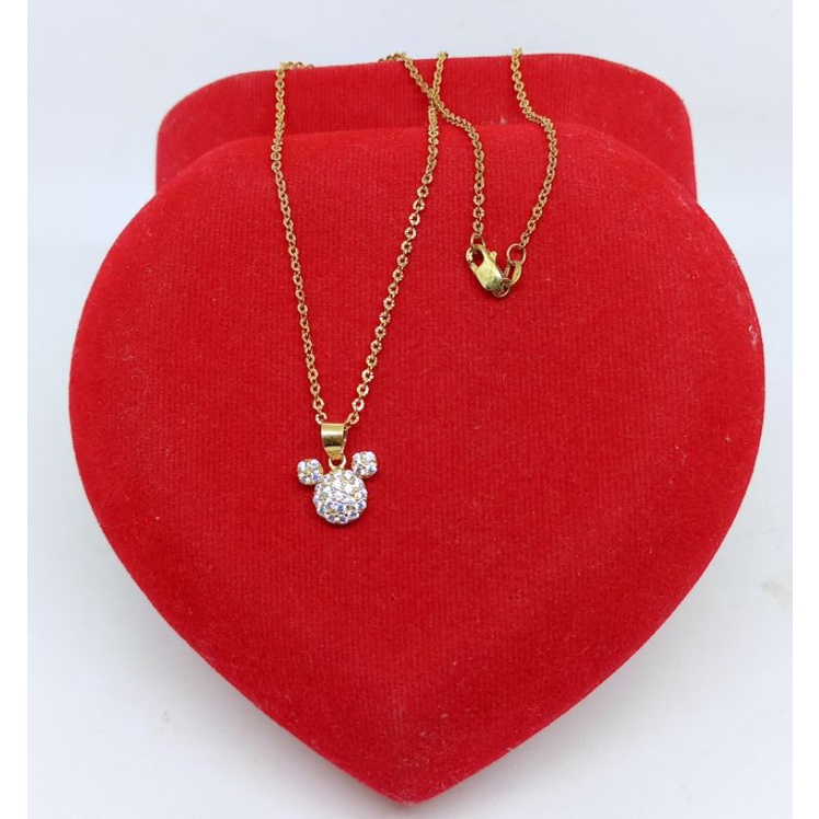 KALUNG ANAK PERAK ASLI 925 LAPIS EMAS/KALUNG ANAK NORI UKIR LIONTIN MICKEY MOUSE/KALUNG ASLI SILVER/KALUNG ANAK FASHION