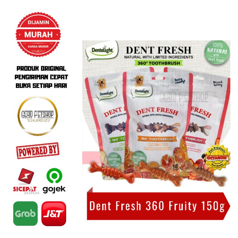 Dentalight Dent Fresh 360 Toothbrush Fruity 150Gr Snack Anjing / Dog Treats