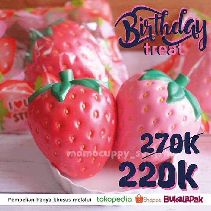 PROMO ULANG TAHUN ibloom big strawberry new Squishy (Squishy Buah ORI)