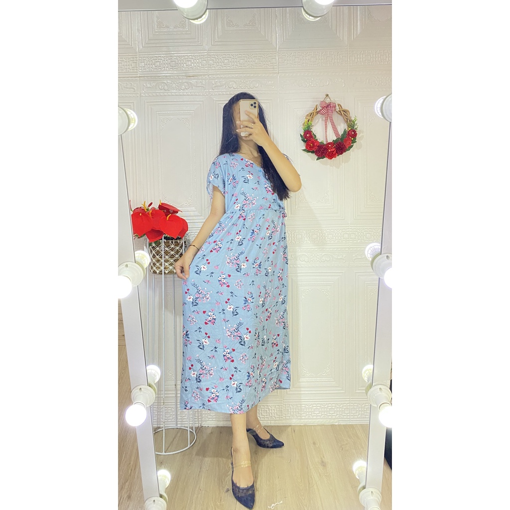 DASTER KIMONO PANJANG / KIMONO TALI SAMPING BUSUI KEKINIAN-K-Flo Blue