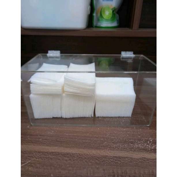 kotak masker tutup engsel akrilik uk. 21 x 10 x 10 cm / tempat box serbaguna