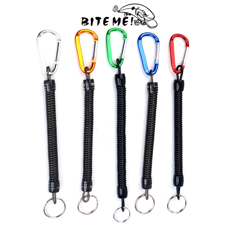 1pc Tali Lanyard Spiral Elastis Anti Hilang Multi Warna Untuk Memancing / Hiking / Climbing