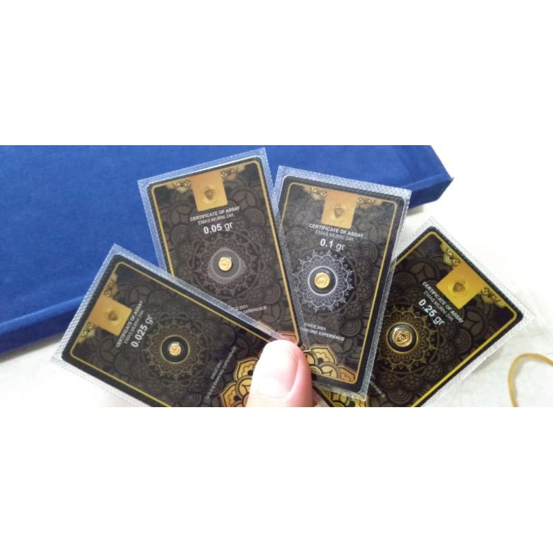 Emas Logam Mulia Antam Minigold Murni 0,025 gram  0,05 gram 0,1 gram 24 Karat Murah Original Bersert
