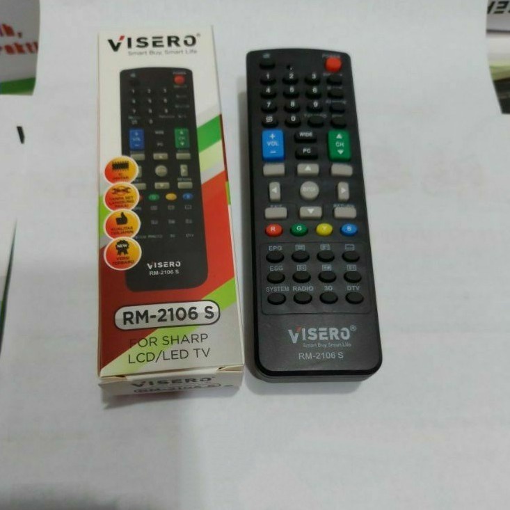 REMOT REMOTE MULTI TV LCD LED SHARP VISERO RM-2106 S LANGSUNG PAKAI