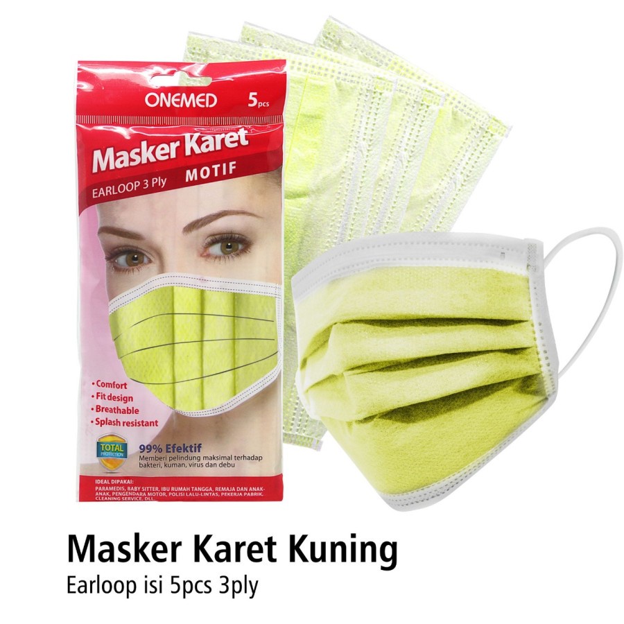 Masker karet Medis 3ply isi 5pcs OneMed