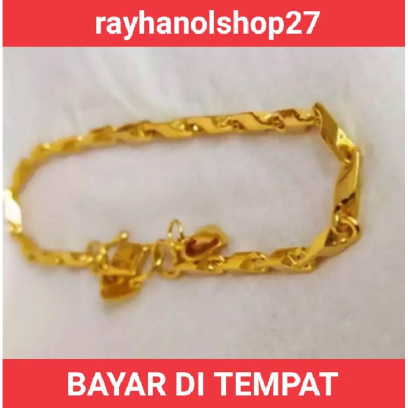 PERHIASAN WANITA DEWASA MOTIF PADI TITANIUM LAPIS EMAS 22 K