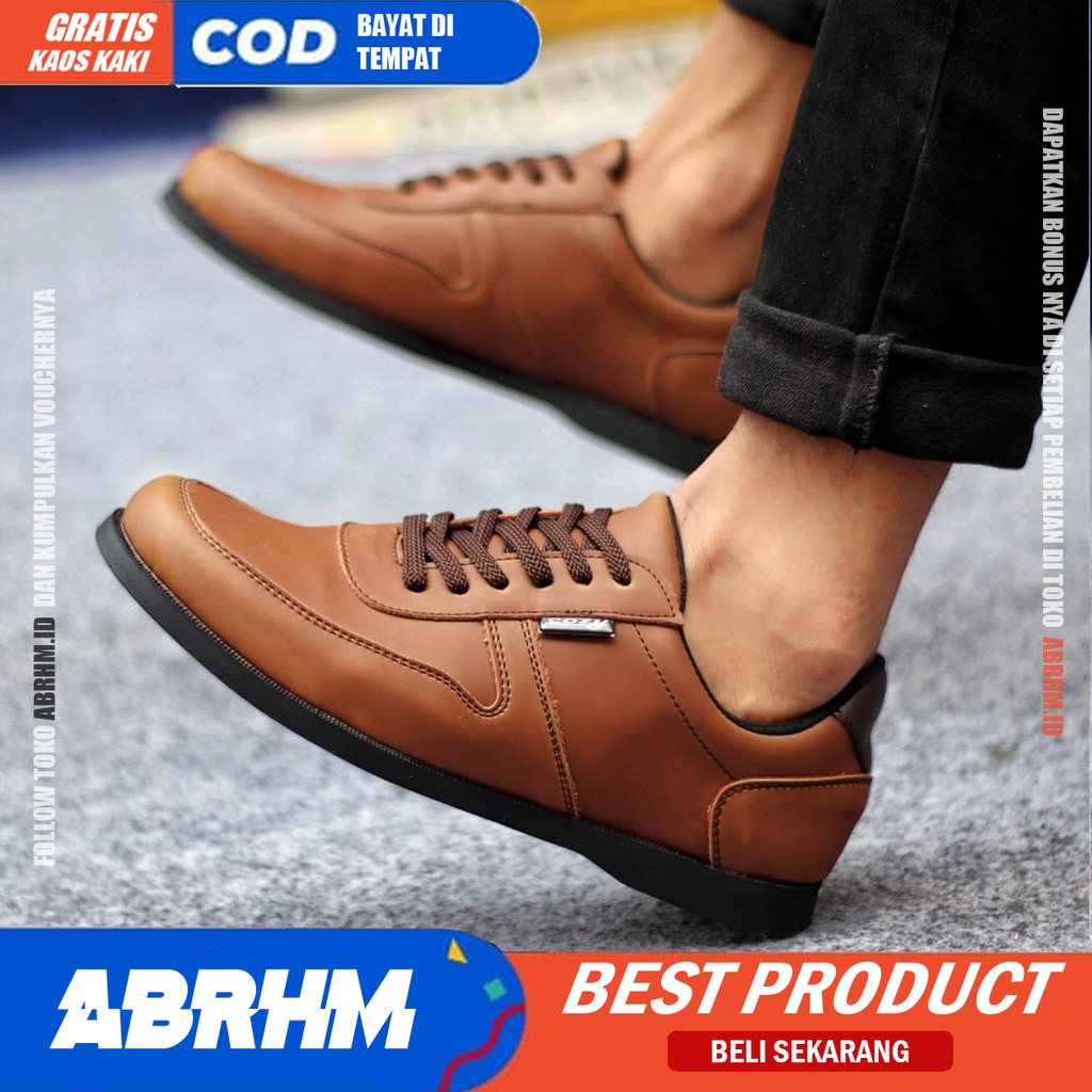 ABRHM x COSENZA Sepatu Pantofel Formal Casual Nikah Hitam Pria Kulit Pu Kerja Kantor