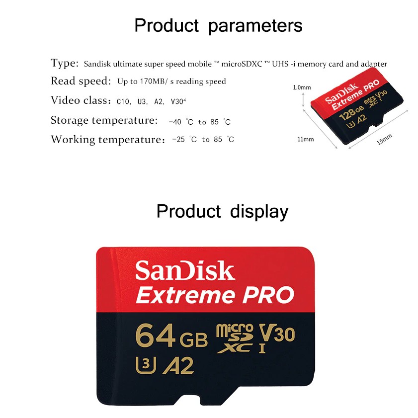 Memory Card  Extreme Pro Micro SD 128GB 256GB