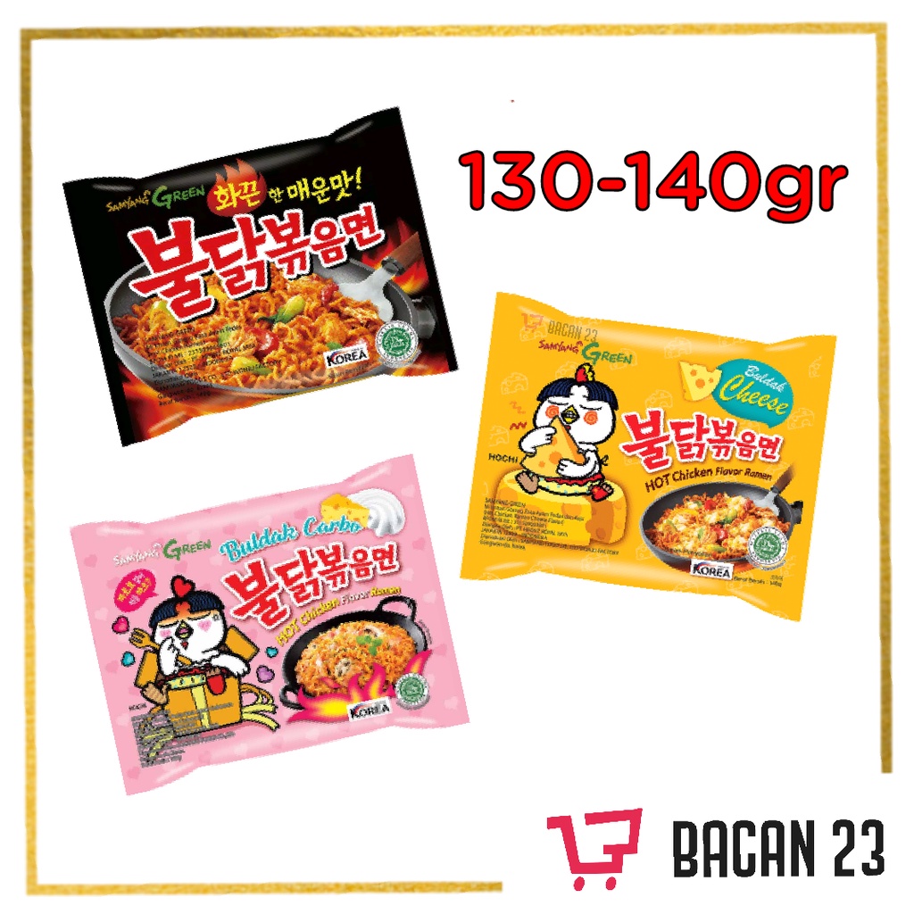 Samyang Mi Instan Import Goreng 140gr ( Green - Cheese ) / Mie Instan Pedas / Bacan 23 - Bacan23