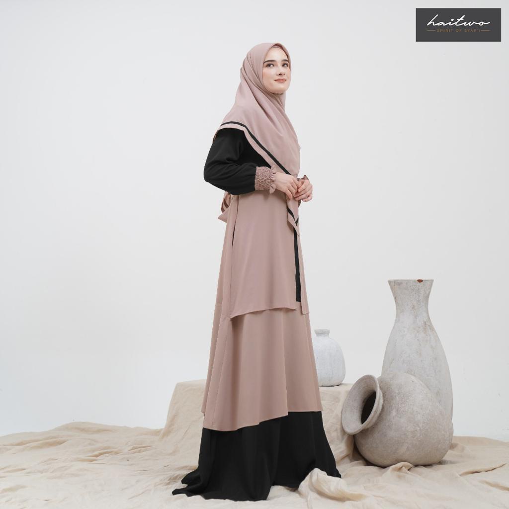 Haitwo Cresedia 016 Set Gamis Dan Jilbab Bahan Morelli Stretch Mix Diamond Ceruty Dress Wanita Muslimah Syari