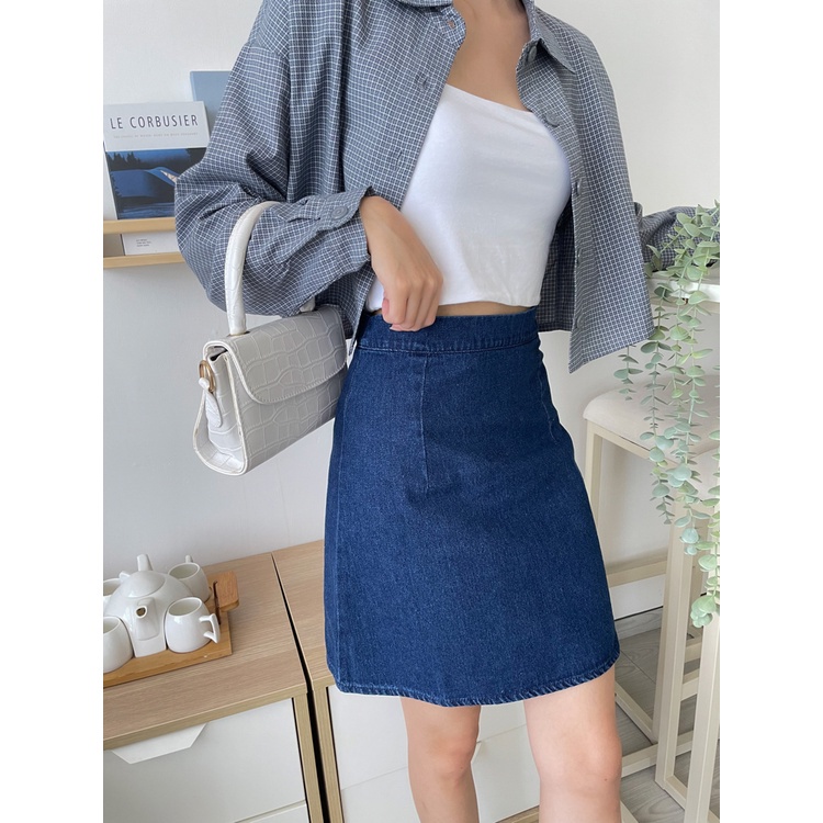 Kadaka B-0167 Denim Mini Skirt A Line Korea Premium Rok Mini Wanita