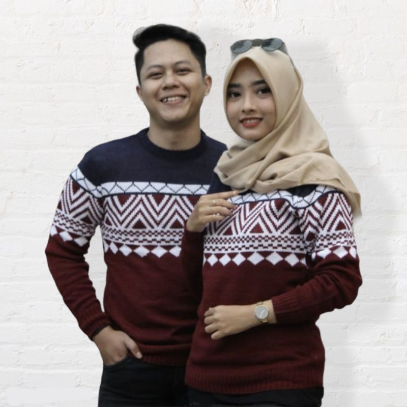 SN - Sweater rajut Columbus tribal maroon