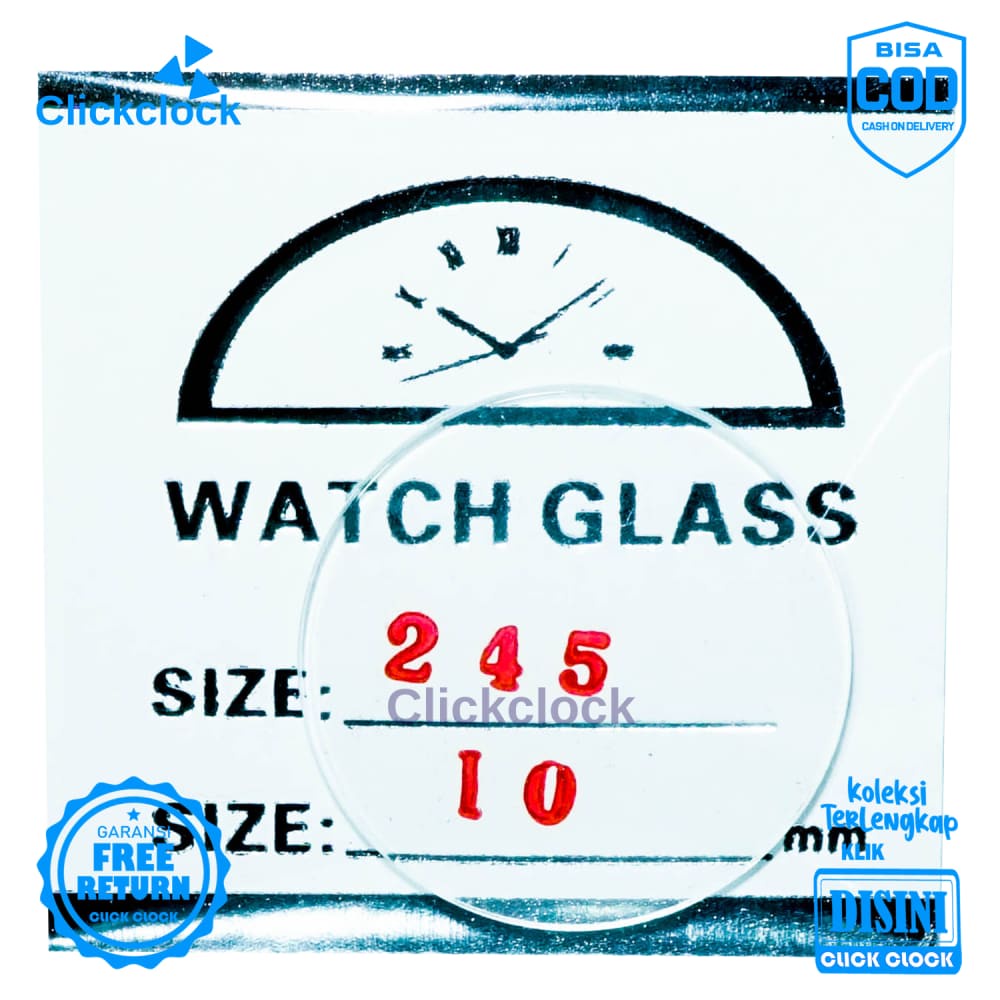 Kaca Jam Kaca Bahan Watch Glass PNC-365 Murah 2,45 cm