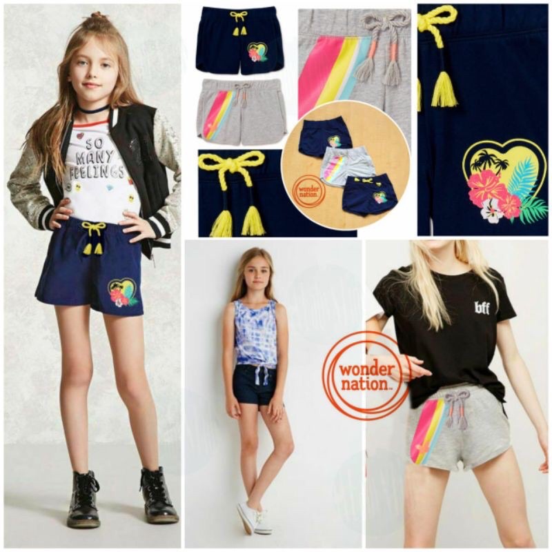 Celana pendek wonder nation navy/short pants wonder nation biru dongker dan abu rainbow