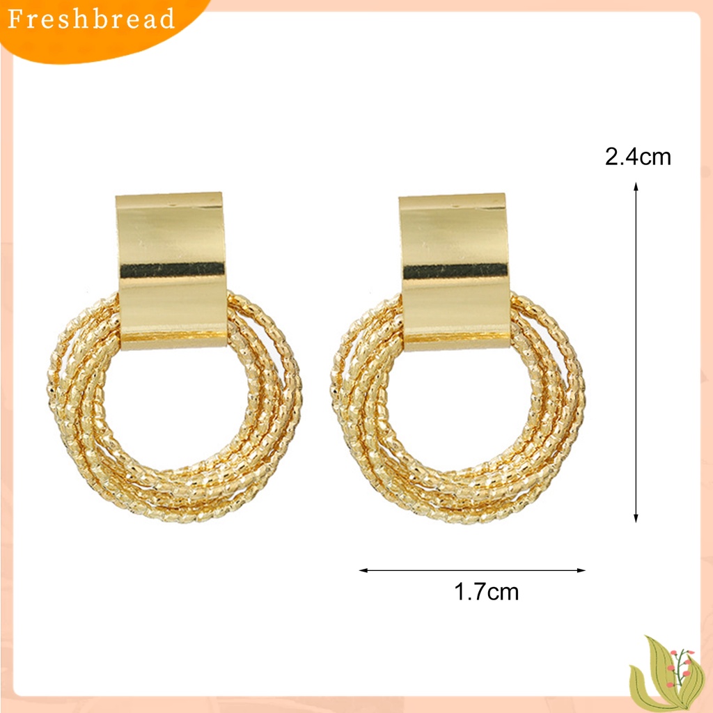 Terlaris 1 Pair Exquisite Women Multilayer Circle Golden Ear Stud Earring Jewelry Accessory