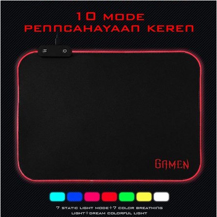 ITSTORE GAMEN GP-Halo Gaming Mousepad RGB Lighting Anti-Slip Rubber Base Black mouse pad