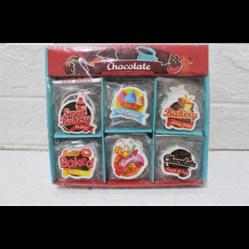 

6 Pcs 6 karakter Penghapus/Stip Eraser Food Makanan 1195