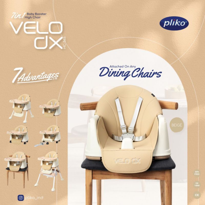 Kursi Makan Bayi / Highchair + booster Pliko 7in1 Velo dx HC 566