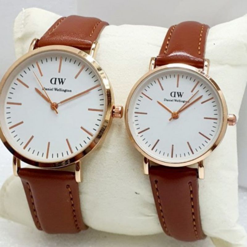 (Grosir)Jam Tangan Couple DM Strap Kulit(Terima Cod)