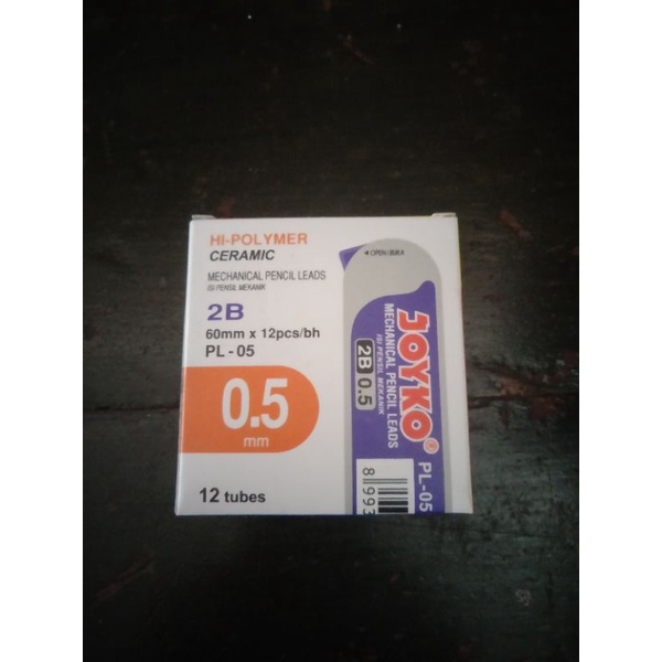 

refill isi pensil mekanik joyko 2B 0,5mm per pak isi 12 tubes