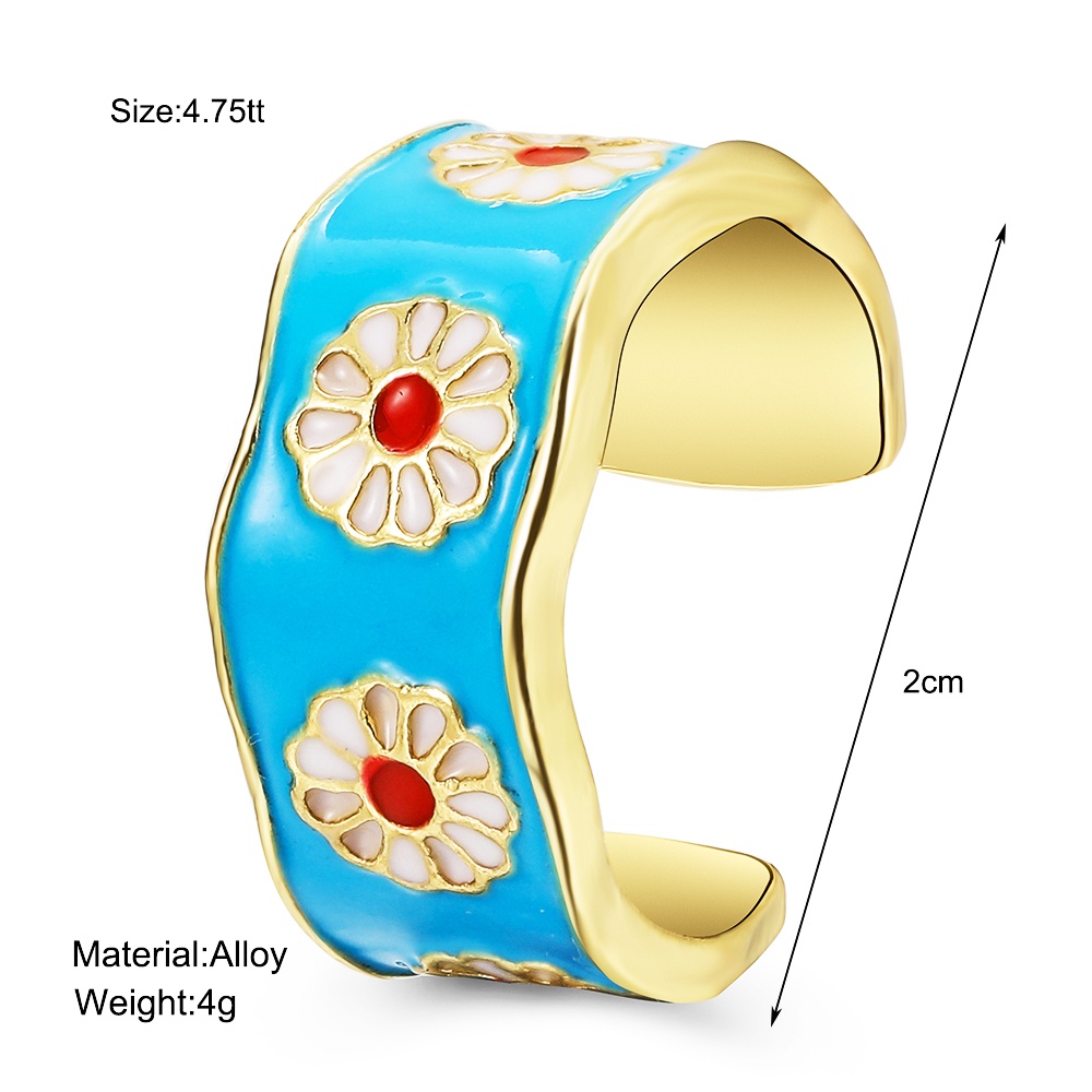 Korean Rings Daisy Inlaid Ring Jewelry Accessories Fashion Open Finger Ring Alloy Women Accessories   Party Beautiful