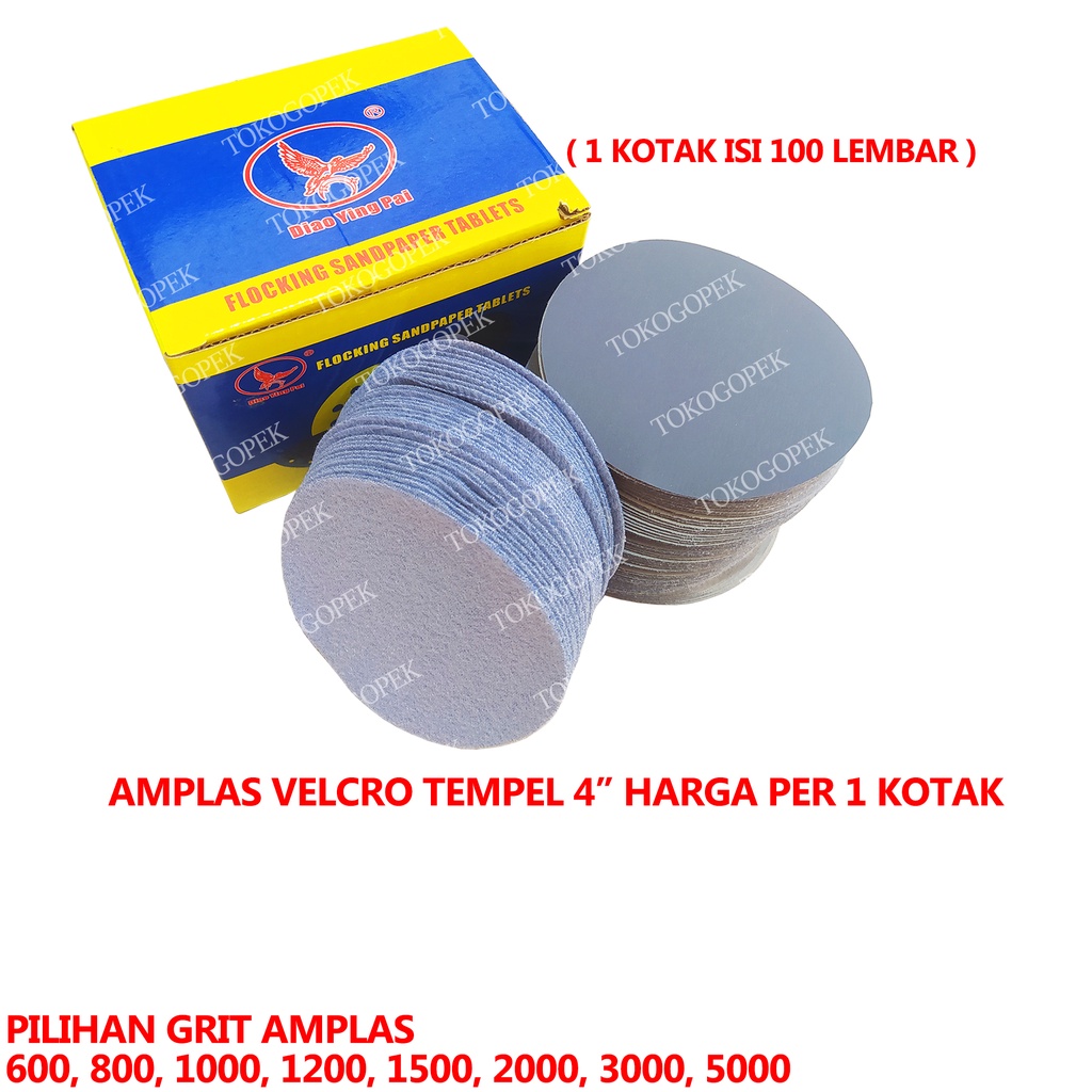 AMPLAS BULAT TEMPEL VELCRO 4&quot; INCH GRIT 1000 dll - 1 KOTAK ISI 100
