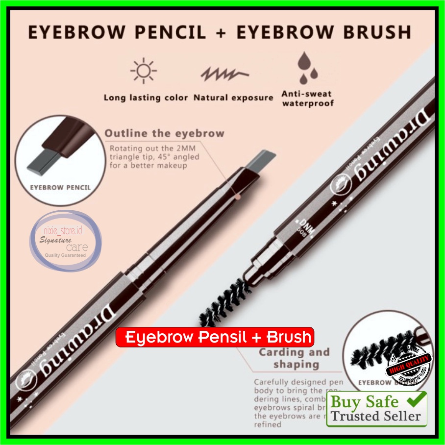 Pensil Alis DNM Automatic Eyebrow Pensil 2 in 1 Tahan Lama Waterproff Tahan Keringat Murah Bagus