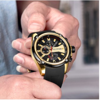Jam Tangan Pria Tahan Air Water Resistent  Megir 2086 Original Jam Tangan Chronometer Aktif