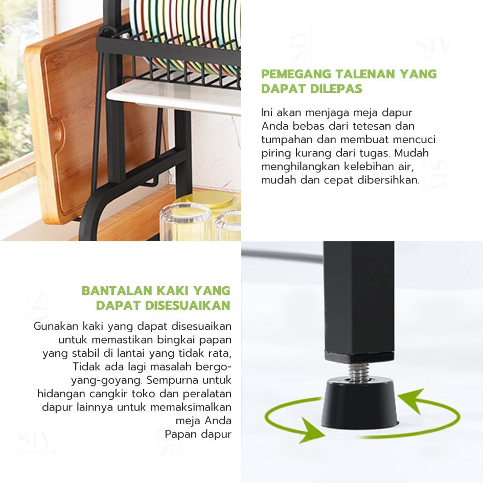 Grosir - H971 Rak Dapur Multifungsi 2 Tingkat / Rak Piring &amp; Mangkok / Peralatan Dapur / Tempat Pengering Piring &amp; Mangkok