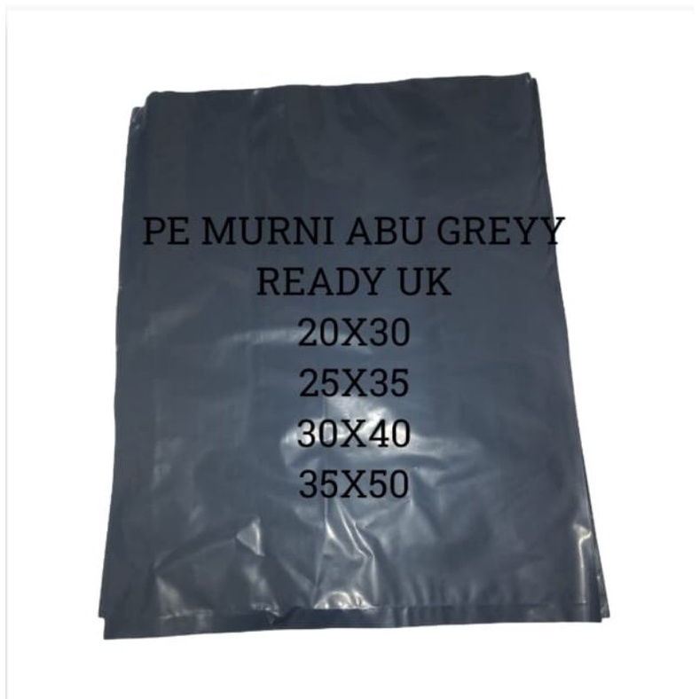 

plastik pe murni abu grey non seal 25x35 isi 100 lbr