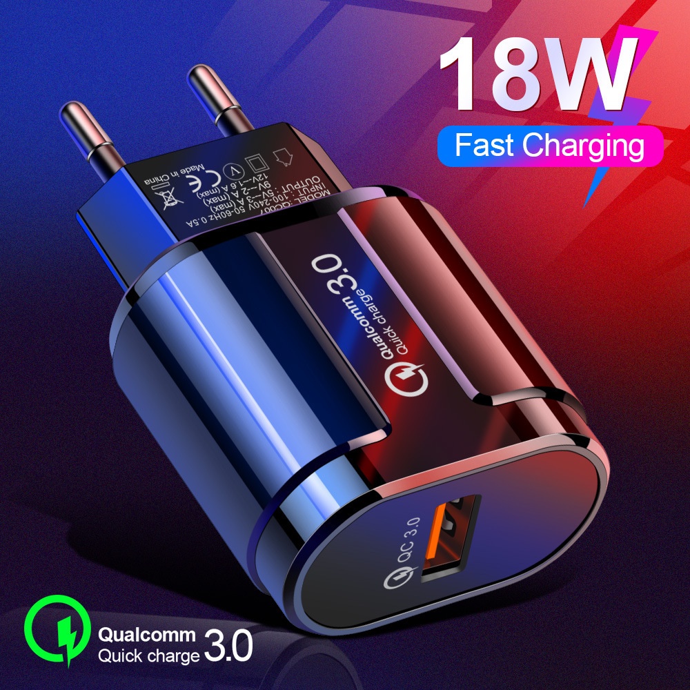 Quick Charge Qc 3.0 18 Watt Adaptor Fast Charging Batok Charger HP 3A 1 Port