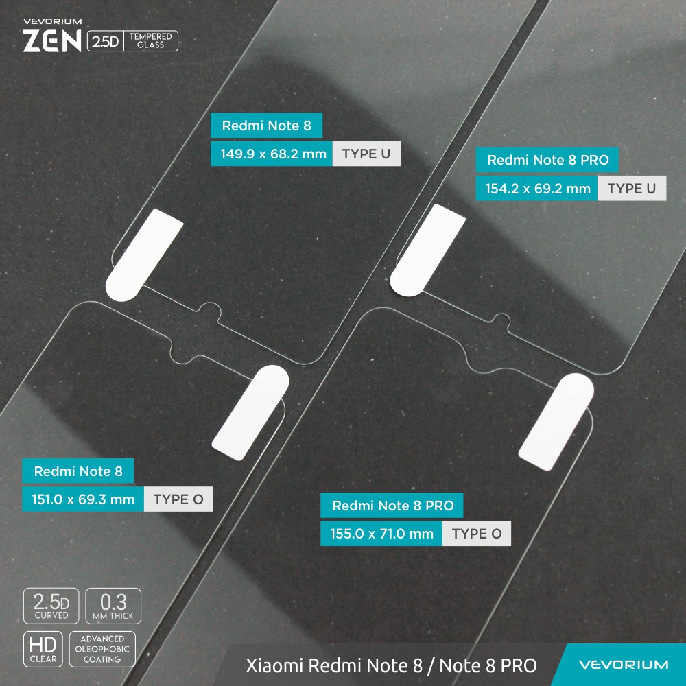 VEVORIUM ZEN 2.5D Clear Xiaomi Redmi Note 8 Biasa Note 8 PRO Tempered Glass Anti Gores Kaca