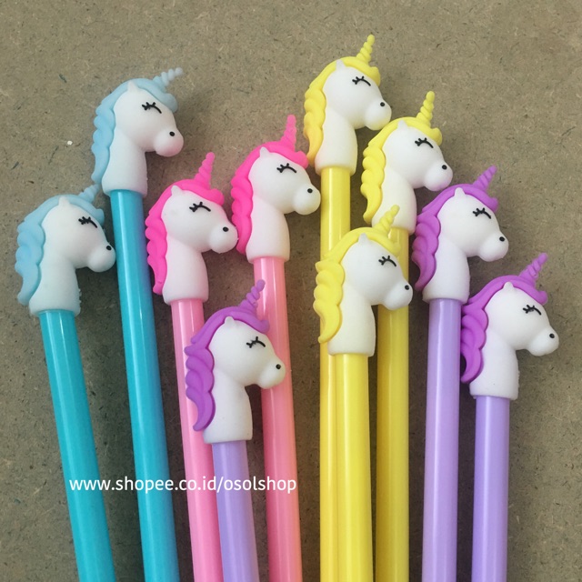 1 Lusin Pulpen Unicorn Poni kuda selusin pony pen gel karakter unik lucu murah souvenir