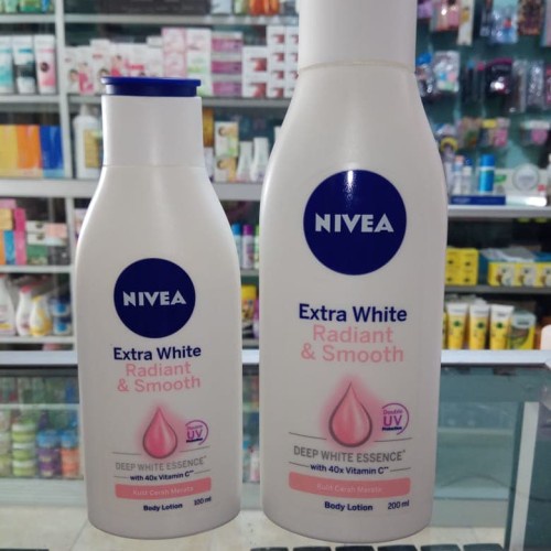 NIVEA Extra White RADIANT &amp; SMOOTH Body Serum / Body Lotion UV Protection Mencerahkan Kulit - Ukuran 180ml / 400 ml / 200ml / 100ml (Kemasan Besar Kecil Sedang) - Handbody Hanbody Hand Body Handbodi Hanbodi Radian Smoth