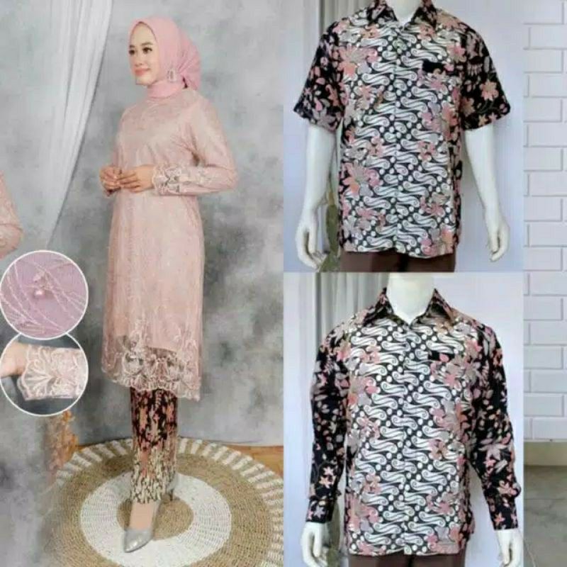 REAL PICT SET KEBAYA COUPLE TUNIK ROSE GOLD + KEMEJA BATIK/KEBAYA SARIMBIT/KEBAYA MODERN/KEBAYA