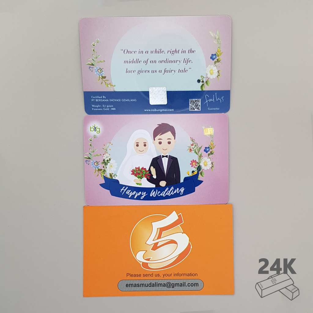 LM Emas Logam Mulia PT. BIG Edisi Happy Wedding Pink 0,1 0.1 Gram Gift Series Hadiah