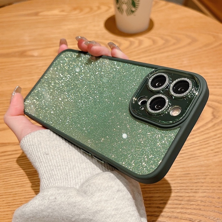 Hard Case Pelindung Lensa Transparan Aksen Glitter Untuk iPhone 13 Pro MAX 11 12 Pro MAX