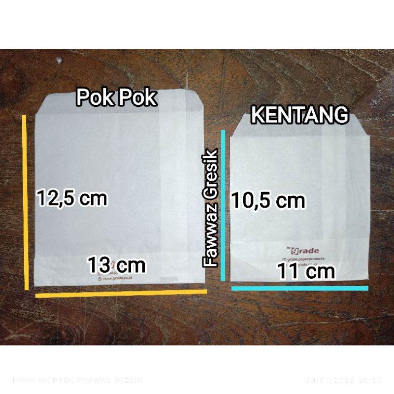 (Isi 100) Kantong kertas Paper Bag Kentang / Pok Pok Grade Kantong Kertas 13x12.5cm dan 11x10,5cm / Paper Bag Besar Kecil