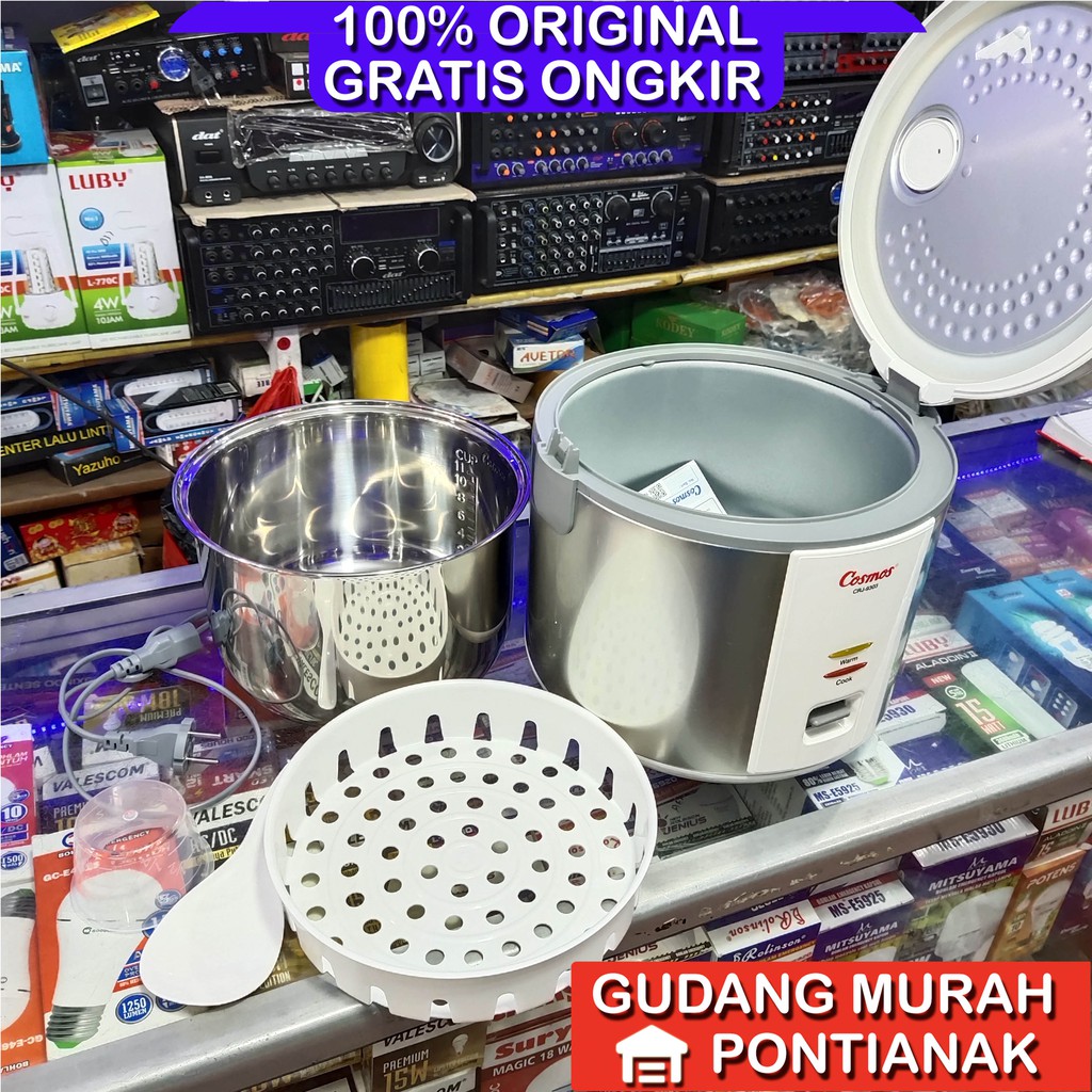 Rice Cooker Cosmos CRJ 9303 Stainles stenles anti karat putih kilat 2liter magicom mejicom