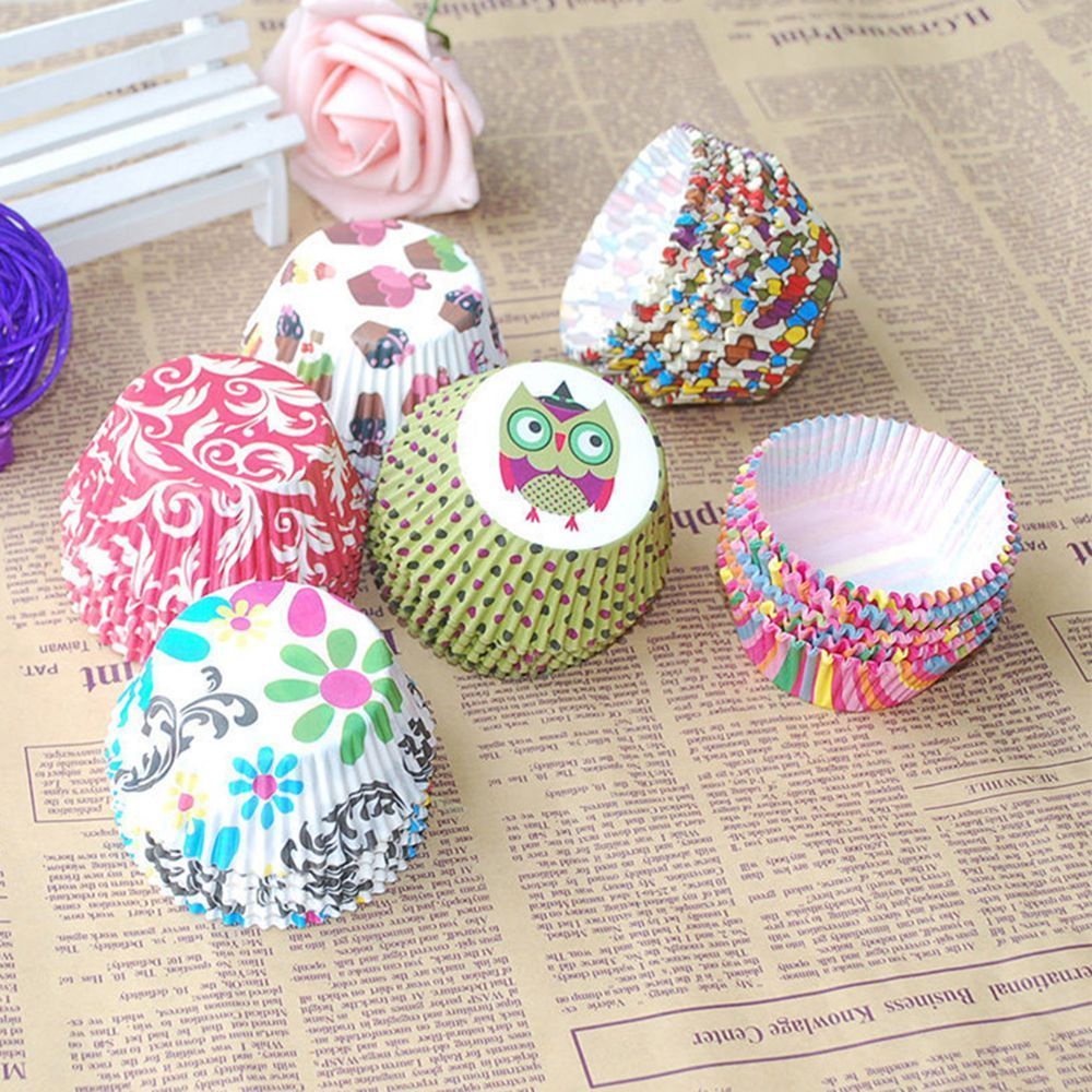 REBUY Cute Cake Bun Baking Cupcake Wrapper Greaseproof Party Mini Cases Case Paper/Multicolor