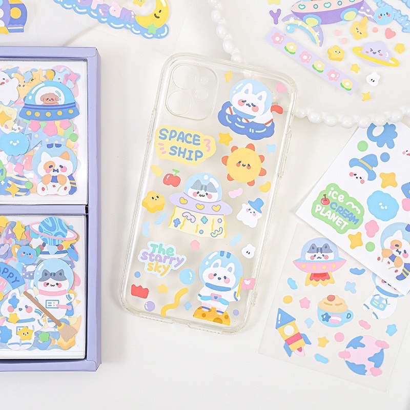 sticker aesthetic - diy project sticker set box multi surface cute stickers korea style stickers tempelan diy