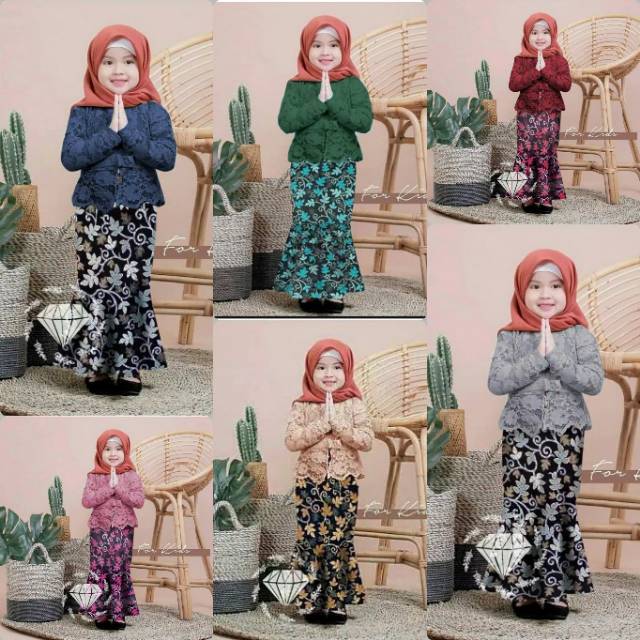 Kebaya Anak Siren Duyung (6 warna) Premium Kebaya Shireen Brukat Corneli Tulang Dijamin Real Pict