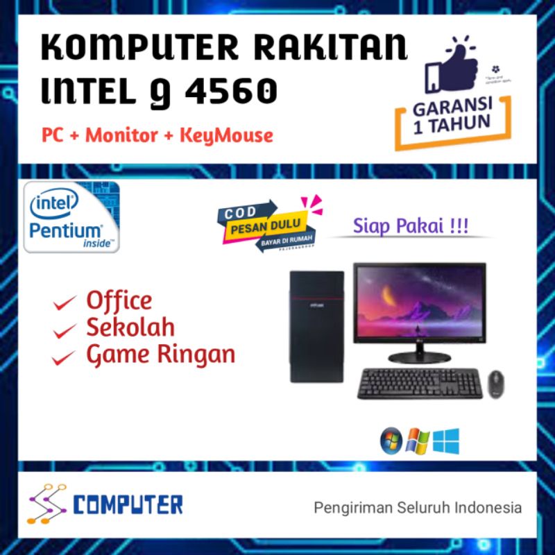 Paket Lengkap PC Komputer Rakitan Intel G 3250 Siap Pakai Office / Admin