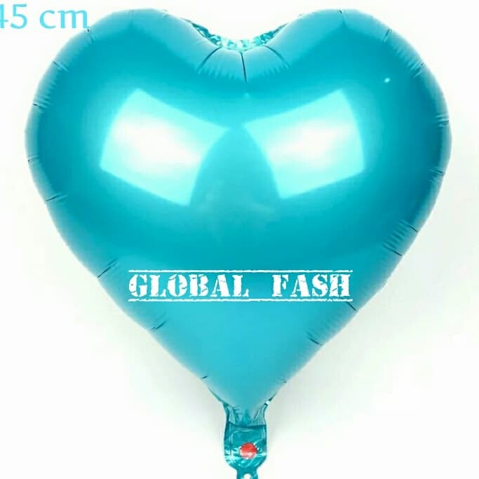 balon foil hati biru muda 45 cm / balon bentuk hati emas / balon foil love / balon hati 18 inch