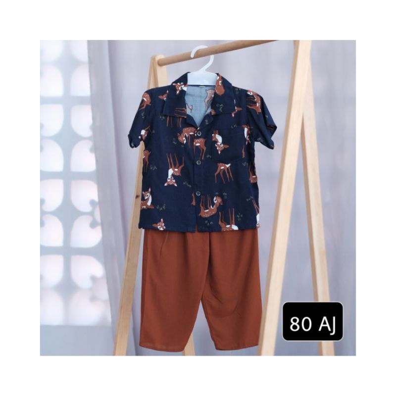 Setelan baju piyama anak rayon / baju pendek celana panjang / baju tidur anak